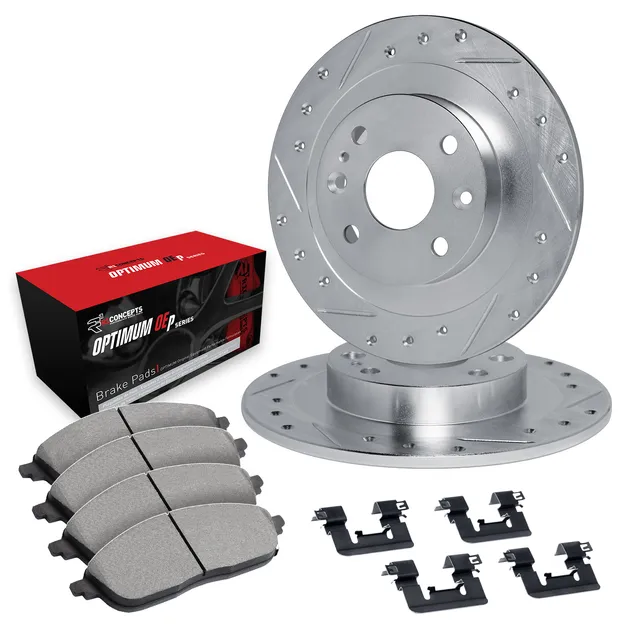 R1 Concepts WGUH1-73015 Brake Rotors - D/S - Silver W/ Optimum Oe Pads & Hdw